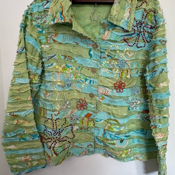 Life Style Petite Women's Green Jacket with button closure - Picture 2 of 11